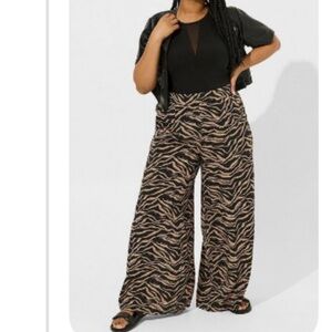 Torrid Zebra Print Wide-Leg Pants in Black and Tan